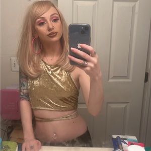 Gold Velour crop top